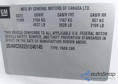 2009 Buick Lacrosse Cx из США, поврежденный, VIN 2G4WC582291246145